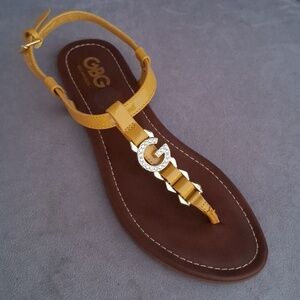 GBG Los Angeles Yellow Leather Flip Flops Sandals